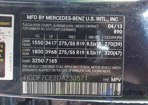 2013 Mercedes-Benz Gl 450 4Matic z USA, uszkodzony, nr VIN 4JGDF7CE2DA230571